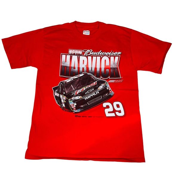 Nascar Chase Authentics Men Medium Red Kevin Harvick 29 Budweiser T-shirt - Picture 1 of 5